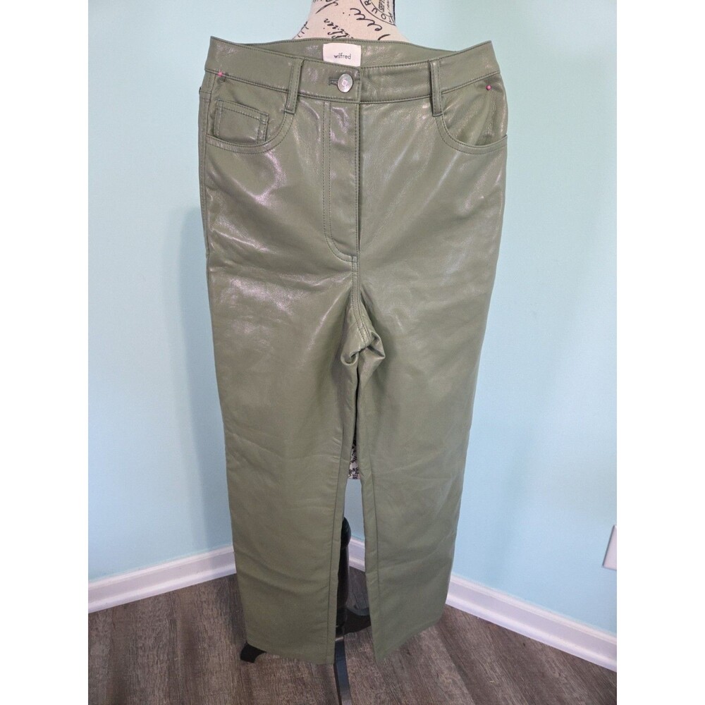 Wilfred Aritzia 4 Bitter Sage Green The Melina Pant Faux Leather Straight
